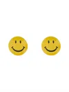 Moschino Round Smiley Face Earrings With Glossy Finish In Gold