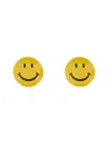 Moschino Round Smiley Face Earrings With Glossy Finish In Yellow