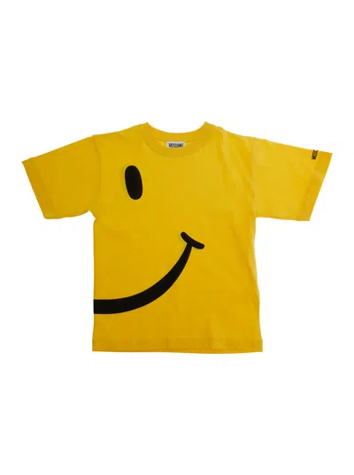Moschino Smile Maxi Print T-shirt In Yellow
