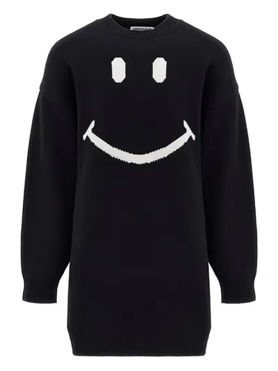 Moschino Kids' Smile-print Intarsia Dress In Black