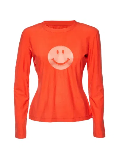 Pre-owned Moschino Smile-print T-shirt In Orange