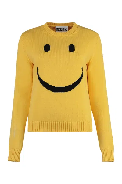 MOSCHINO SMILEY® - COTTON BLEND CREW-NECK SWEATER