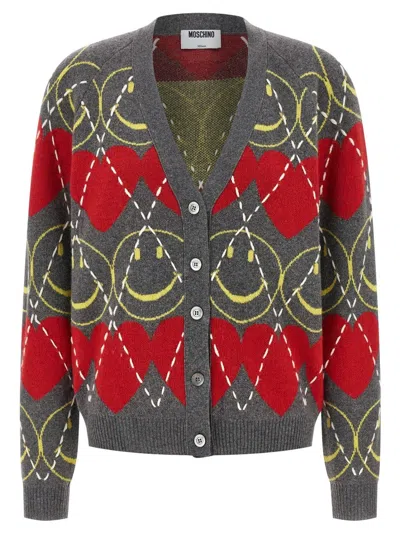 Moschino Smiley' Cardigan In Gray