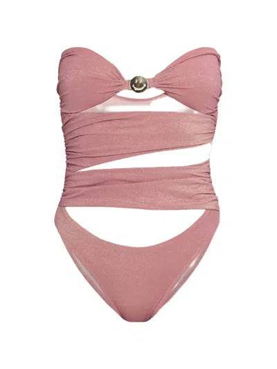 Moschino Smiley Cut-out One-piece Swimsuit In Pink