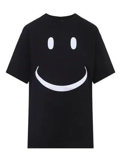 Moschino Smiley-face Cotton T-shirt In Black