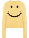 Moschino Smiley Face Knit Sweater In Yellow