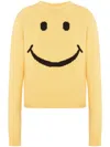 Moschino Smiley Face Knit Sweater In Yellow