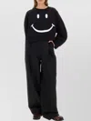 Moschino Smiley Face Knitwear Crew Neck Design In Black