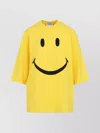 Moschino Smiley Face Graphic T-shirt In Bright Yellow Cotton In Yellow