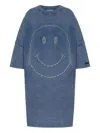Moschino Smiley Face-studded Mini Dress In Blue