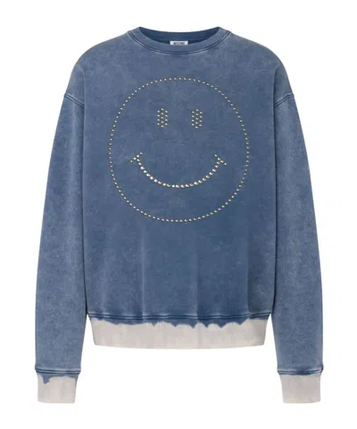 MOSCHINO SMILEY FACE-STUDDED SWEATSHIRT