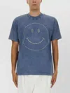 Moschino Smiley Face Studs Crew Neck T-shirt In Blue
