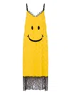 Moschino Smiley Graphic Lace-trimmed Midi Dress In Multi