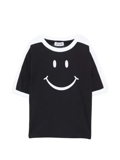 Moschino Kids' Smiley Graphic T-shirt In Black