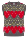 Moschino Smiley Heart-intarsia Vest In Gray