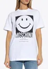 Moschino Crew Neck Graphic Print Short Sleeves T-shirt In White