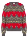 Moschino Ribbed Crewneck Sweater Graphic Pattern In Red