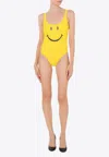 Moschino Women Smiley Print One-piece Swimsuit In Yellow