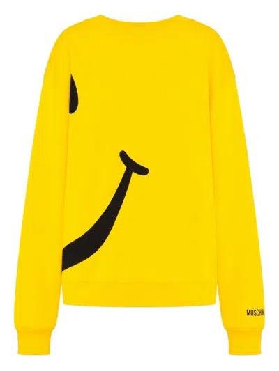 Moschino Smiley-print Sweatshirt In Yellow