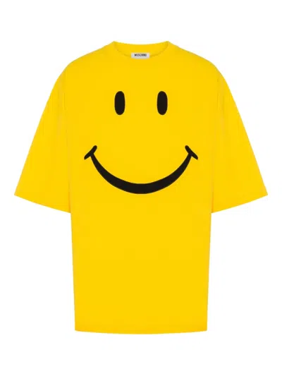 Moschino Smiley-print T-shirt In Yellow