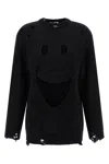 Moschino Oversized Pullover In Carved Wool In Black