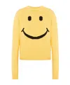 Moschino Smiley Face Knit Sweater In Yellow