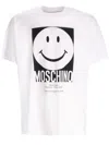 Moschino Crew Neck Smiley Print Graphic T-shirt Straight Hem