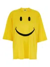 Moschino Smiley Face Graphic T-shirt In Bright Yellow Cotton