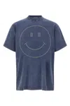 Moschino Smiley Face Studs Crew Neck T-shirt In Blue