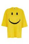 Moschino Crew Neck Smiley Face Print T-shirt In Yellow