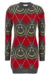 Moschino Crew Neck Long Sleeve Graphic Dress In Multi