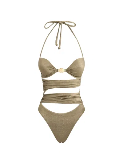 Moschino Smiley-detail Swimsuit In Green