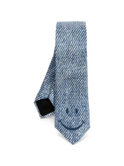 Moschino Smiley-print Silk Tie In Multi