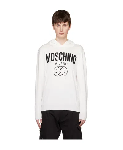 Moschino Smiling Face Hooded Sweater In White