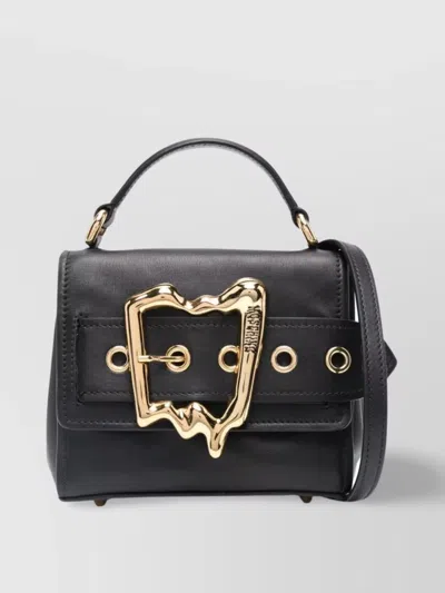 Moschino Smooth Grain Shoulder Bag In Black