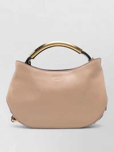 Moschino Smooth Leather Clutch Bag Gold Tone Hardware In Neutral