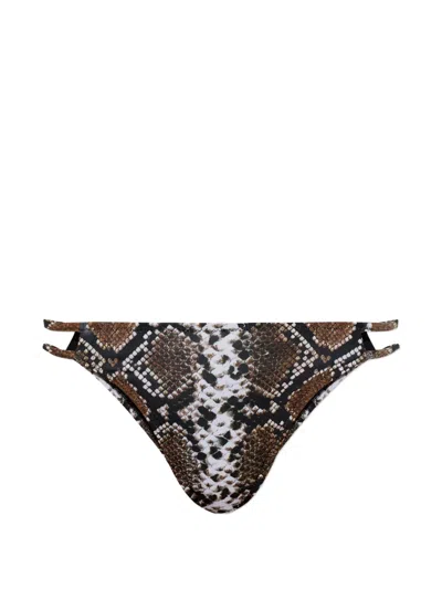 Moschino Snake-print Cut-out Bikini Bottoms In Black
