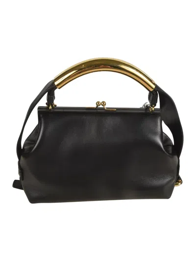 Moschino Snap-lock Tote In Black