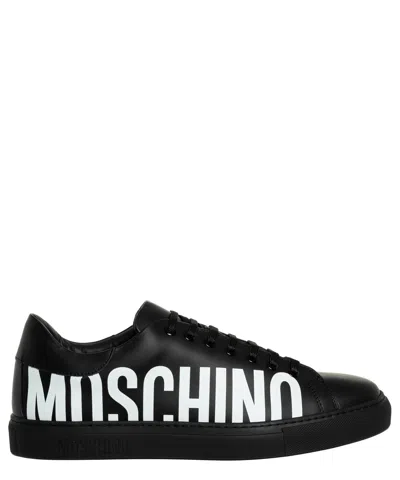 Pre-owned Moschino Sneaker Herren Serena Mb15012g1lga0000 Black Schwarz Leder Logo Schuhe