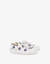 Moschino Sneakers In Blue Polka Dots Canvas In White