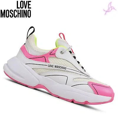 Pre-owned Moschino Sneakers Love  Ja15025g1giq5 Woman White 135845 Shoes Original - Outlet