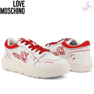 Pre-owned Moschino Sneakers Love  Ja15254g1giaa Woman White 135836 Shoes Original Outlet