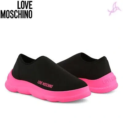 Pre-owned Moschino Sneakers Love  Ja15564g0eim2 Women Black 127577 Original Brand