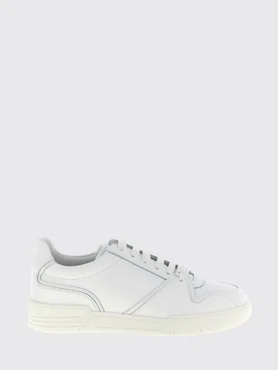 Moschino Paneled Lace-up Leather Sneakers In White