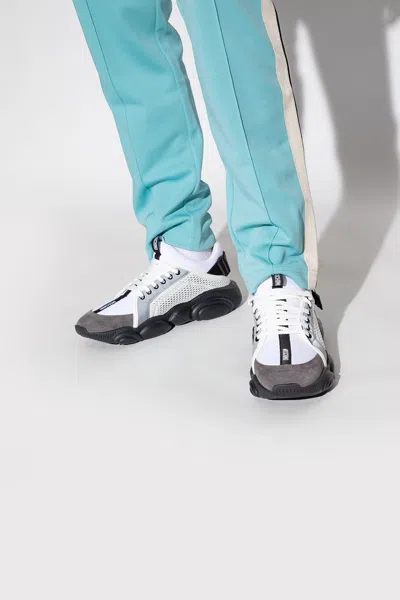 Moschino Men's Mesh Bubble Teddy Low-top Sneakers In White