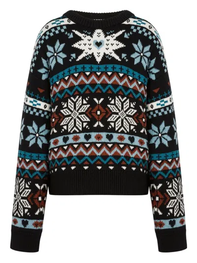 Moschino Snowflake Fairisle Wool Sweater In Multi