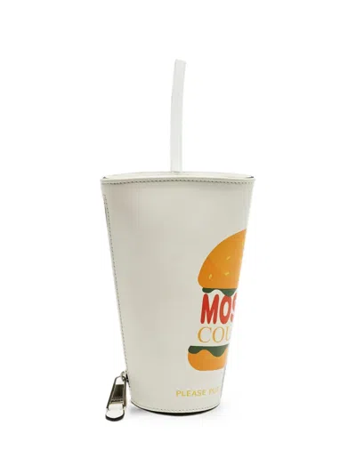 Pre-owned Moschino Soda Cup Leather Clutch Bag In White