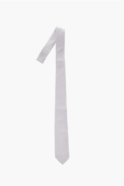 Moschino Solid Color Silk Tie In White