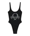 Moschino Couture One-piece Swimsuit Laurel Crown Logo In Black