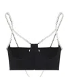 Moschino Stretch Poplin Crop Top With Pearls In Black